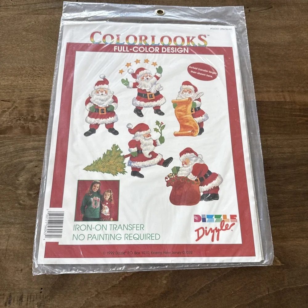 Vintage early 90s DIZZLE Christmas Iron on Crafts Transfers Little Santa's